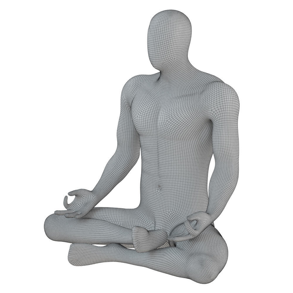 Male abstract mannequin sitting in yoga pose 110 3D model_7