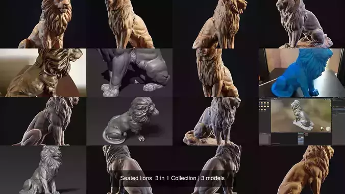 Seated lions  3 in 1 Collection