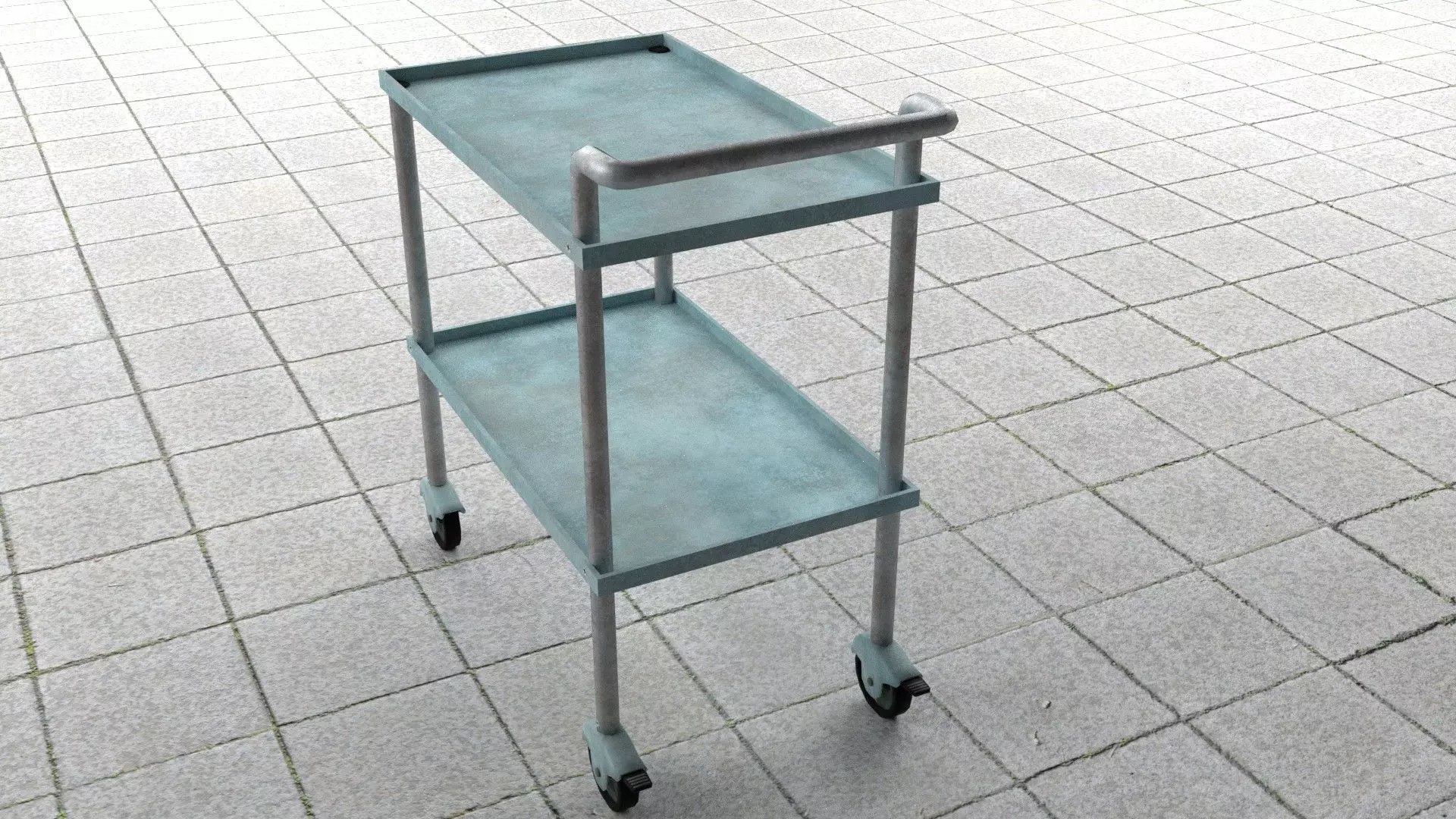 Medical Troley Low-poly 3D model_0