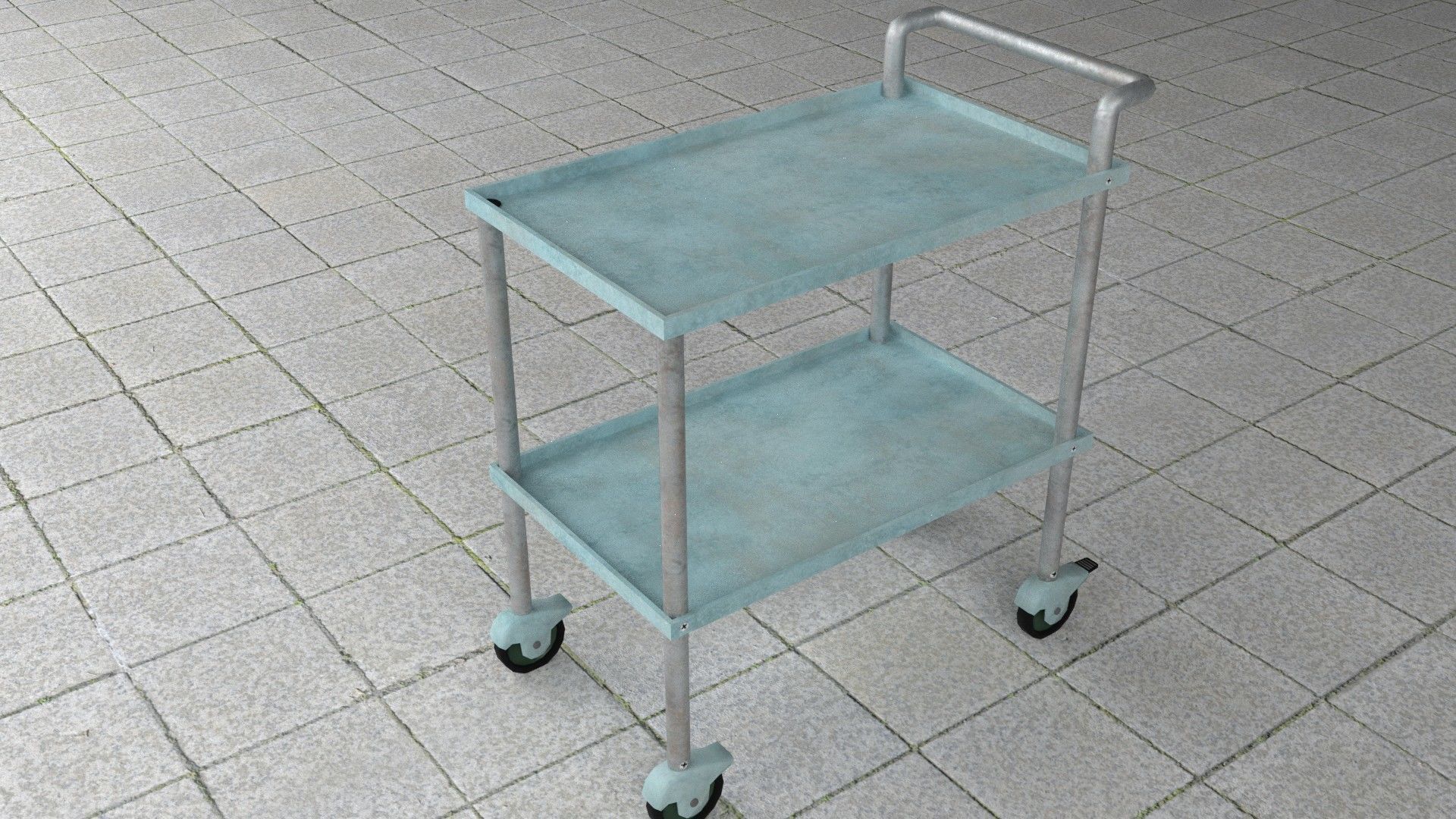 Medical Troley Low-poly 3D model_2