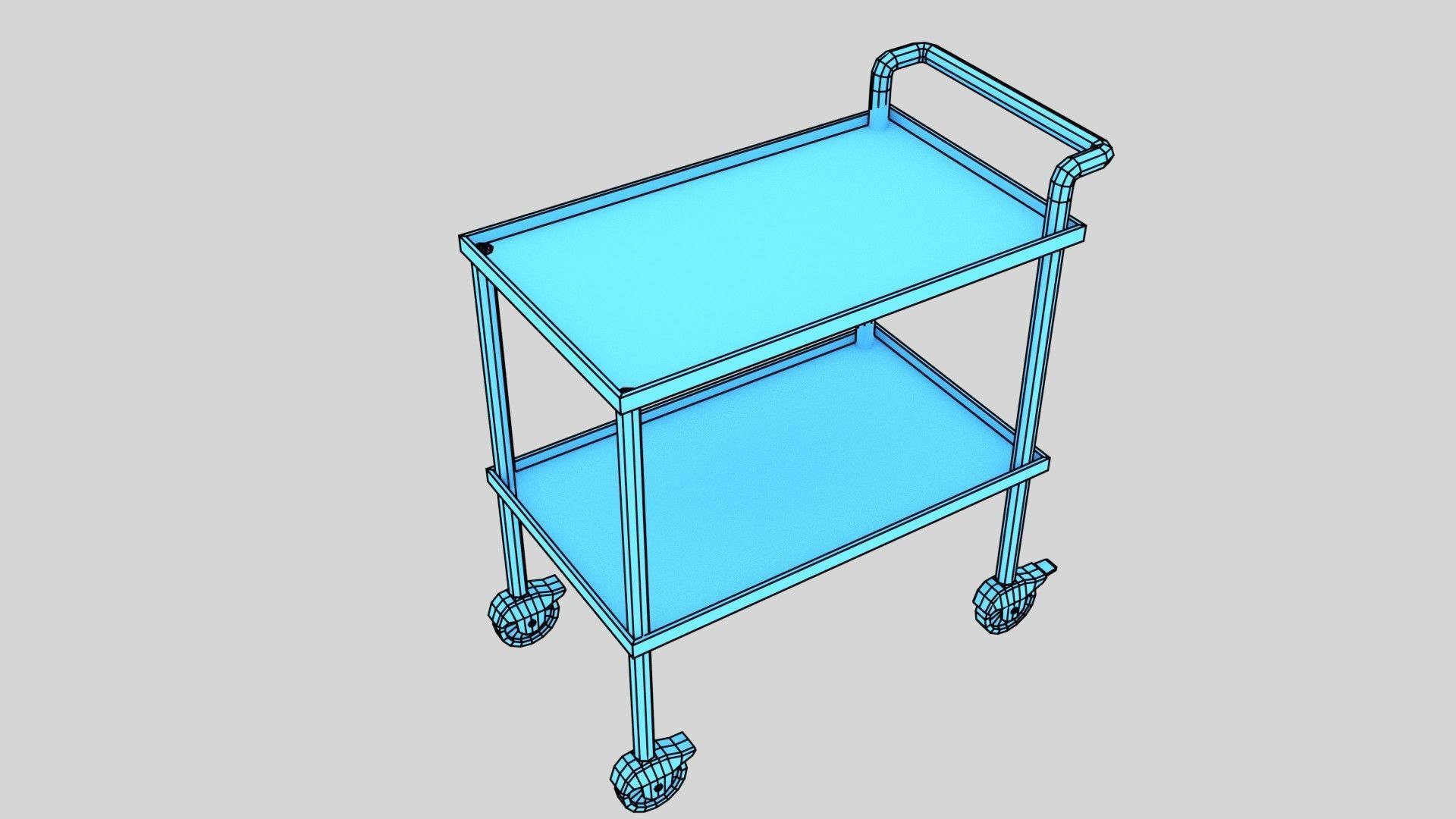 Medical Troley Low-poly 3D model_5