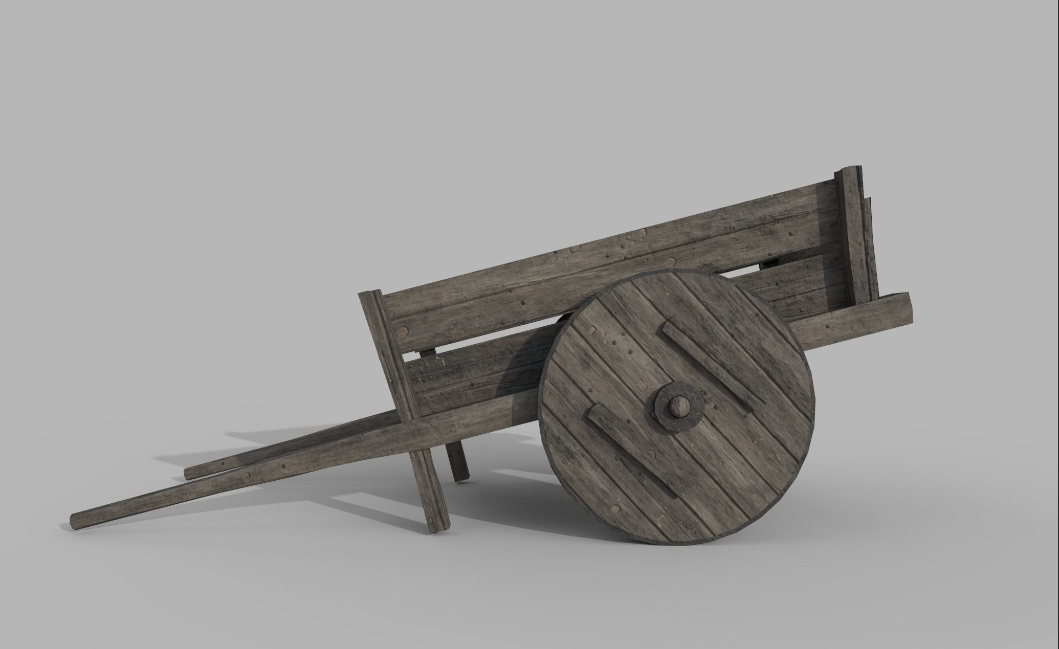 Medieval WhellBarrow 001 Low Poly Low-poly 3D model_1