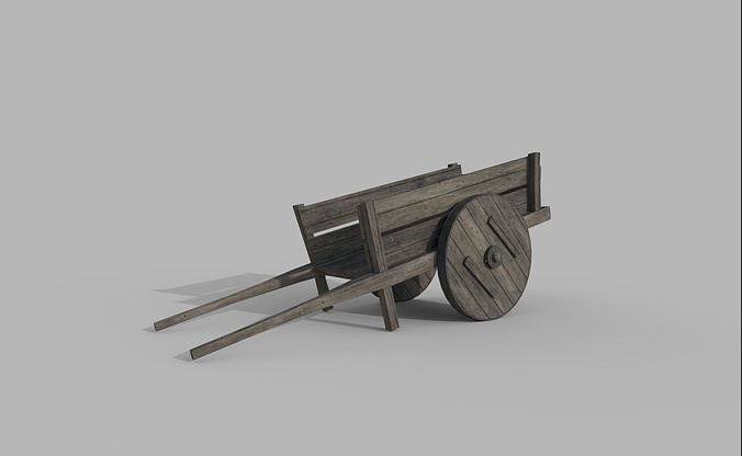 Medieval WhellBarrow 001 Low Poly Low-poly 3D model
