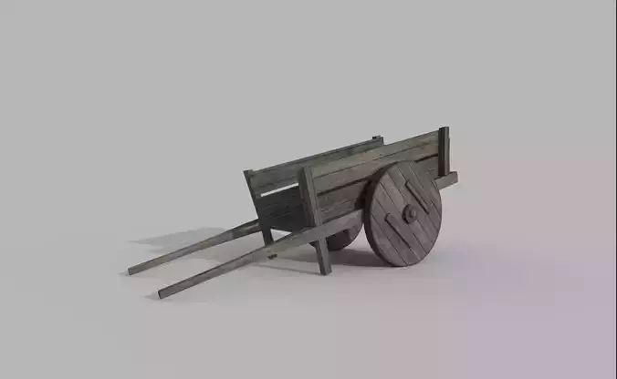 Medieval WhellBarrow 001 Low Poly
