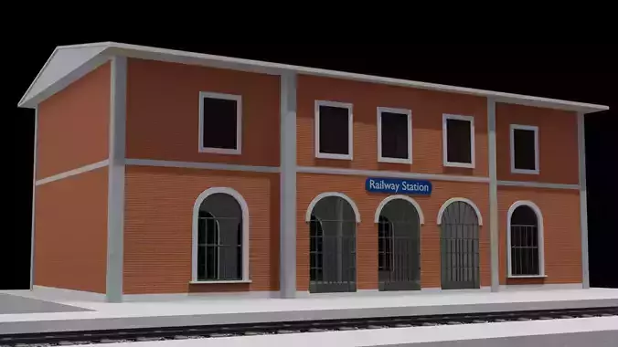 Railway station Low-poly 3D model