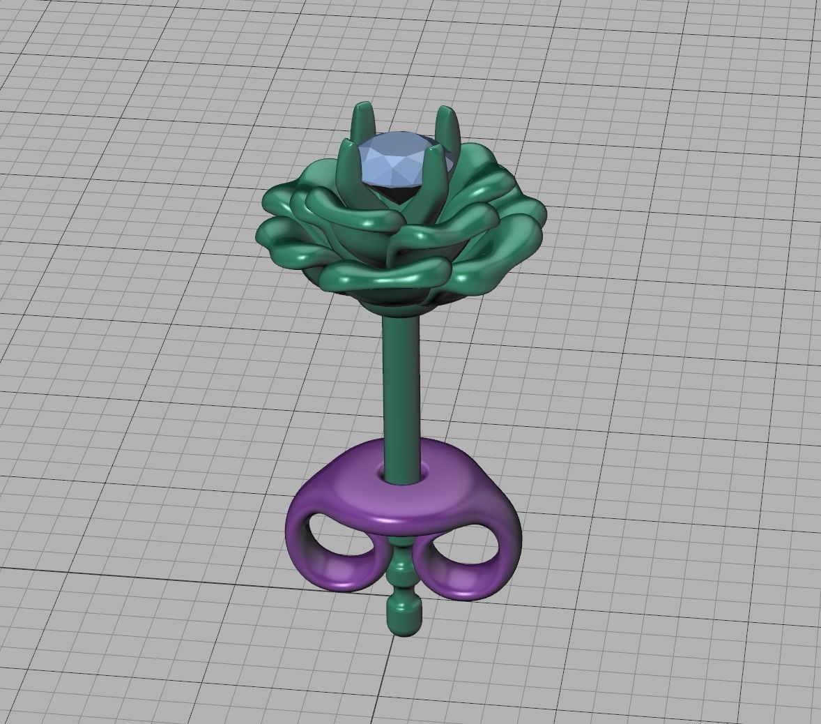 Stud Earrings Rose Flower Earrings 3mm Stone 3D print model_15