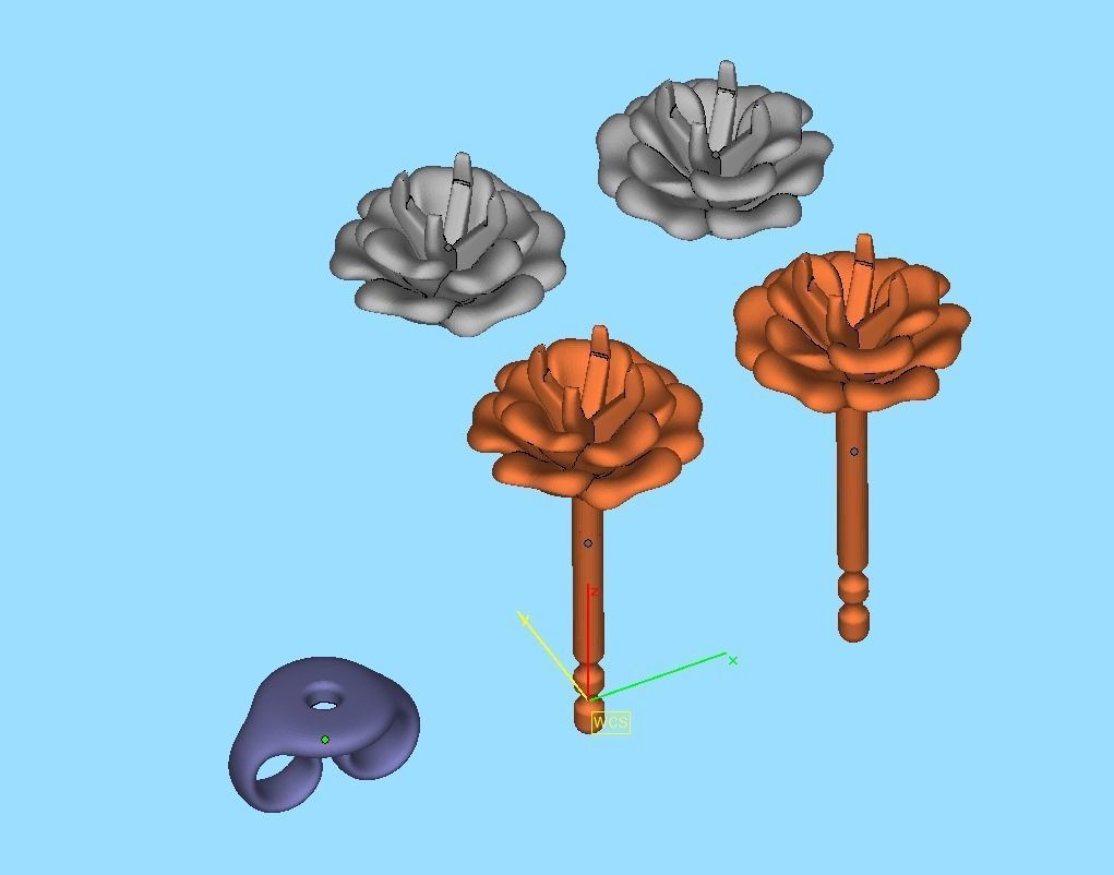 Stud Earrings Rose Flower Earrings 3mm Stone 3D print model_19