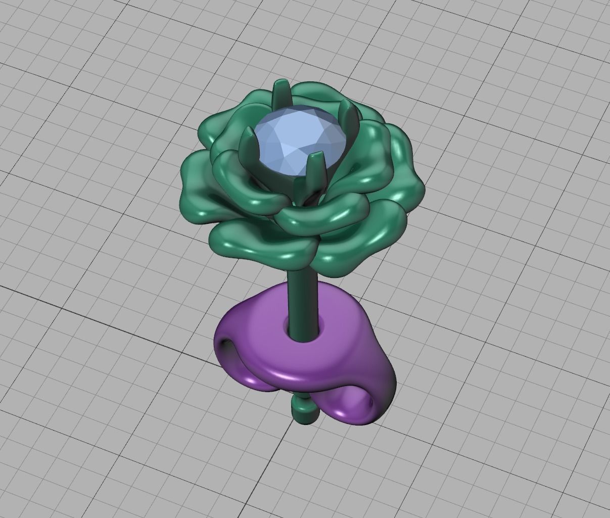 Stud Earrings Rose Flower Earrings 3mm Stone 3D print model_16