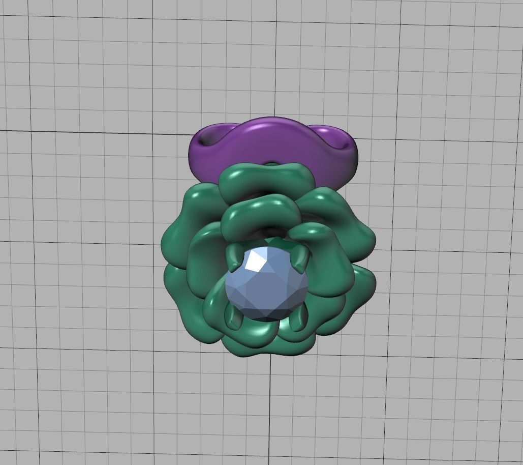 Stud Earrings Rose Flower Earrings 3mm Stone 3D print model_17