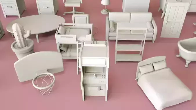 House pack 3D Model low-poly 3d model