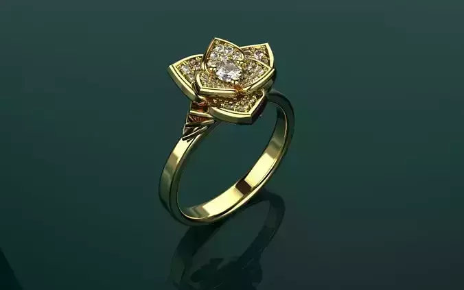 Delicate flower Ring -Jewelry 3D - AN-373 3D print model