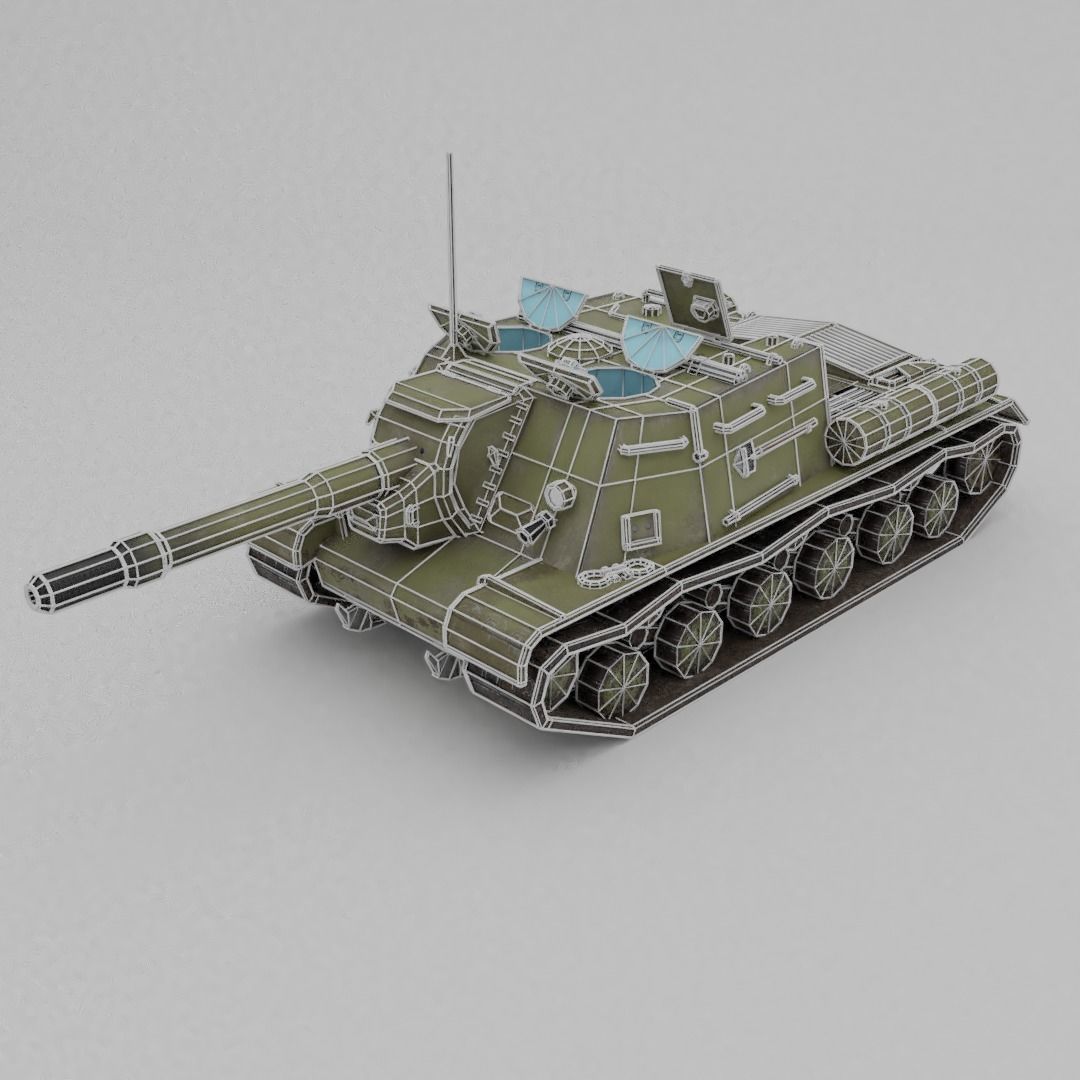 ISU-152 Heavy Assault Tank Low-poly 3D model_4