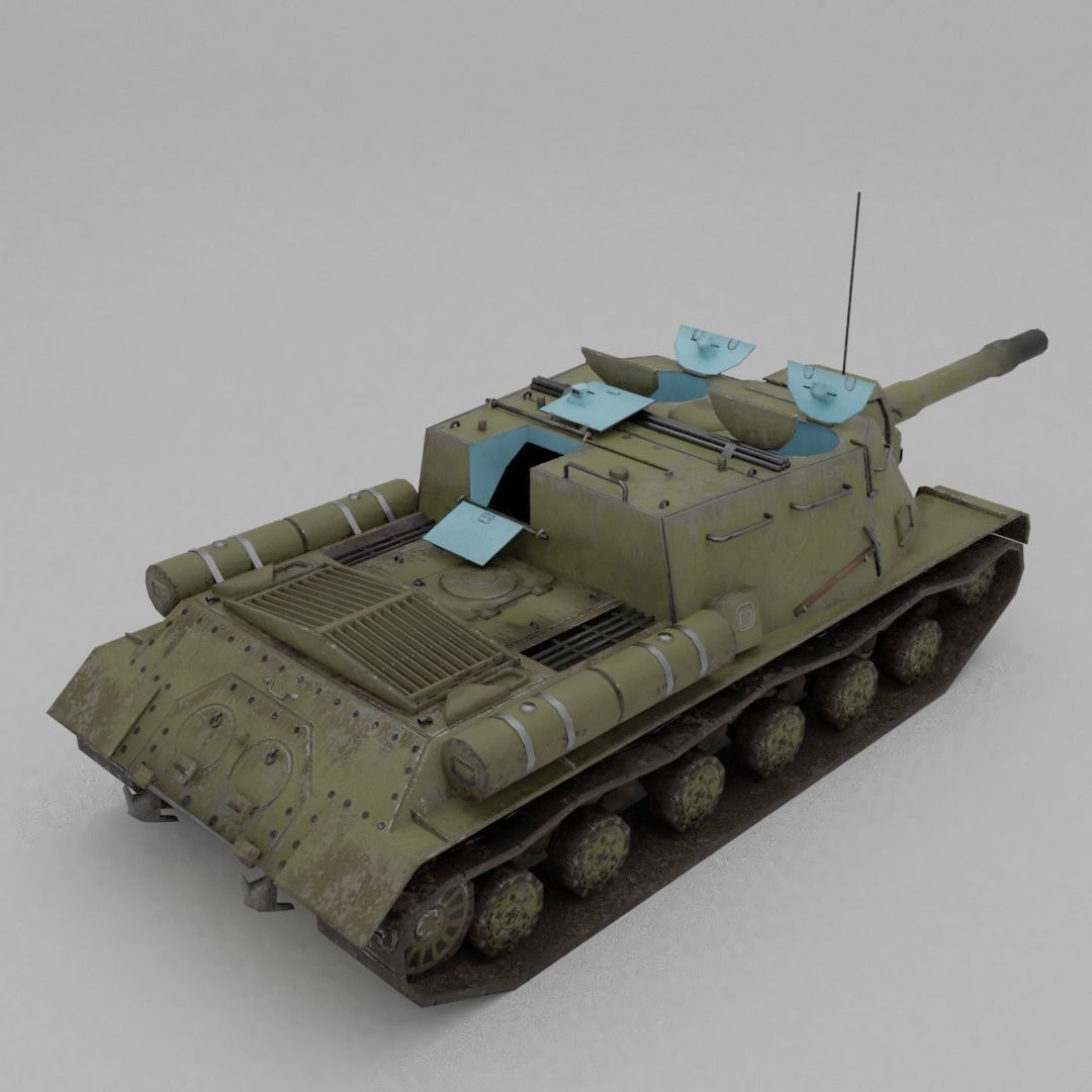 ISU-152 Heavy Assault Tank Low-poly 3D model_7