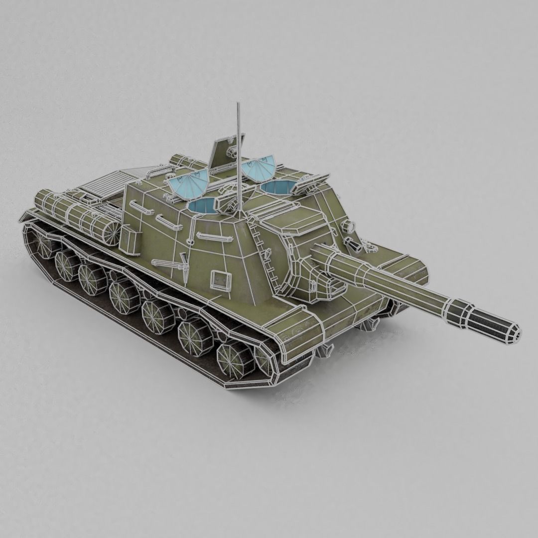 ISU-152 Heavy Assault Tank Low-poly 3D model_6