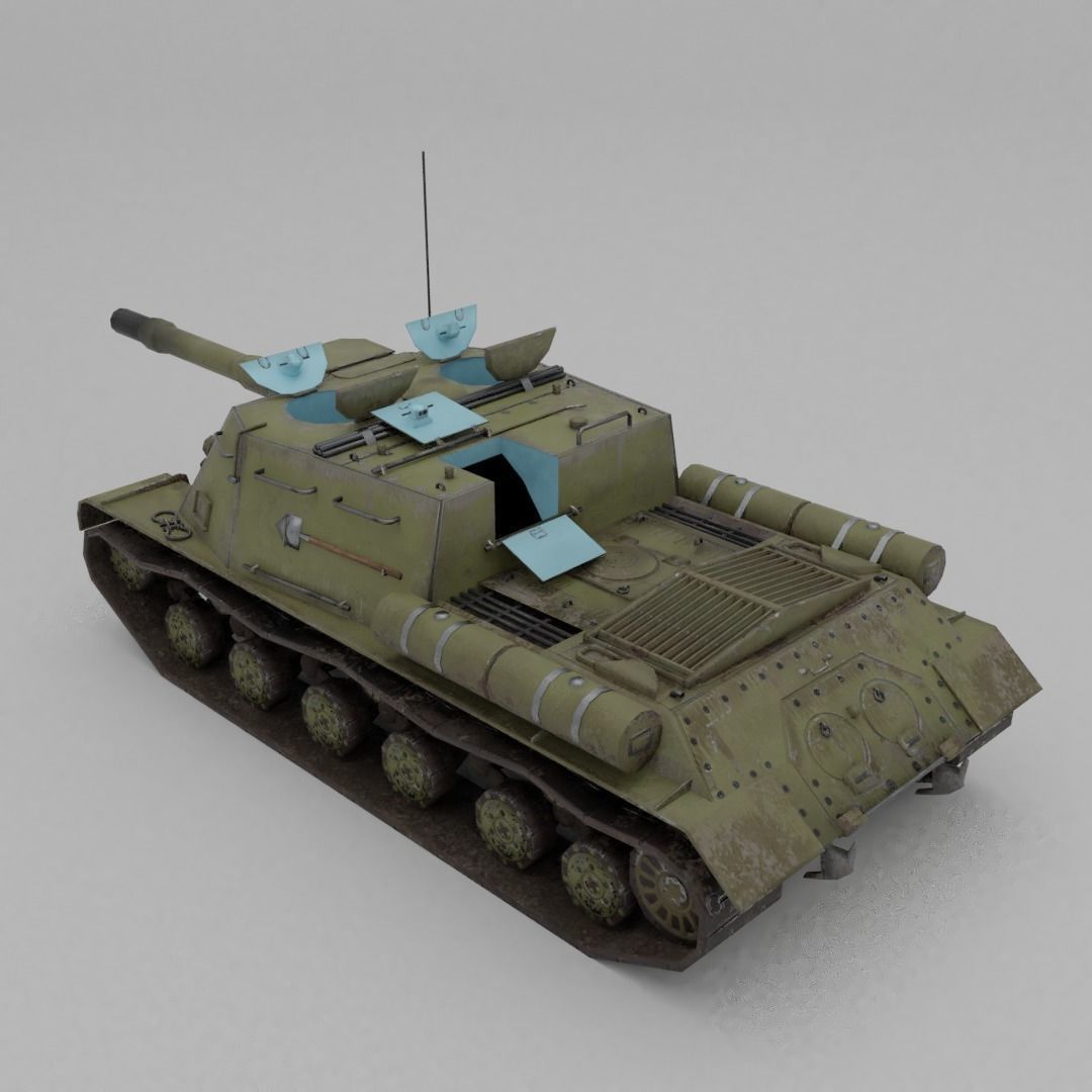 ISU-152 Heavy Assault Tank Low-poly 3D model_9