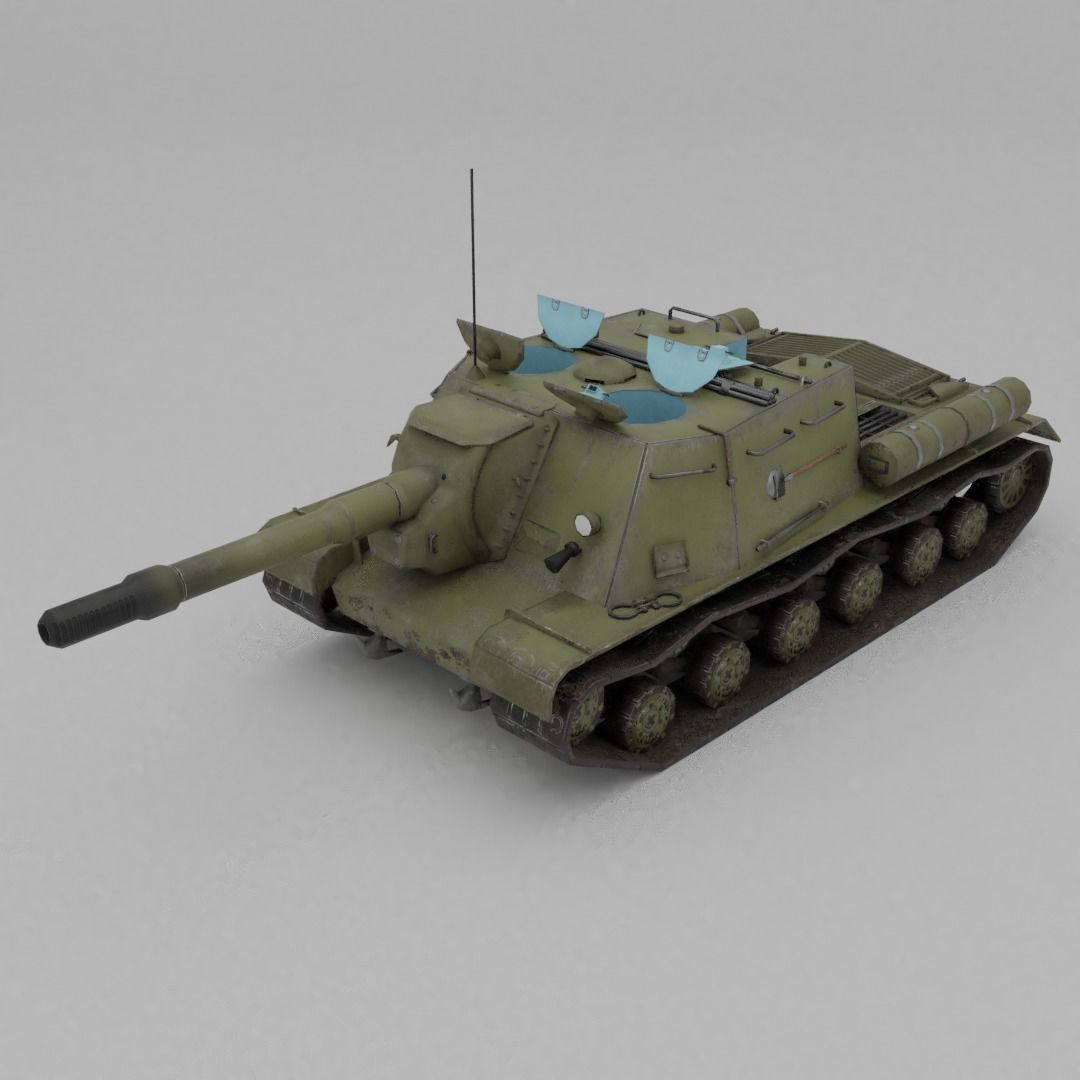ISU-152 Heavy Assault Tank Low-poly 3D model_3