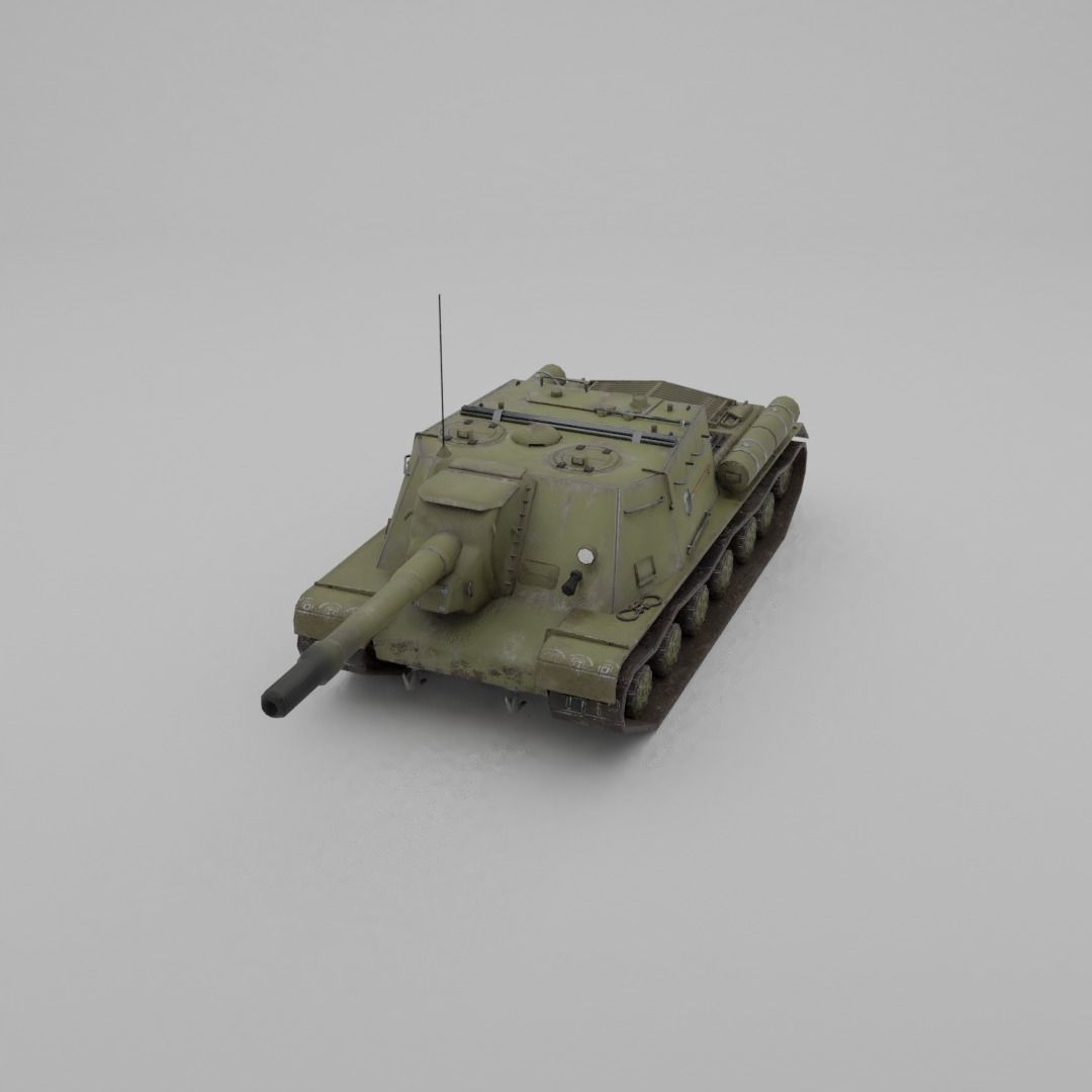 ISU-152 Heavy Assault Tank Low-poly 3D model_19