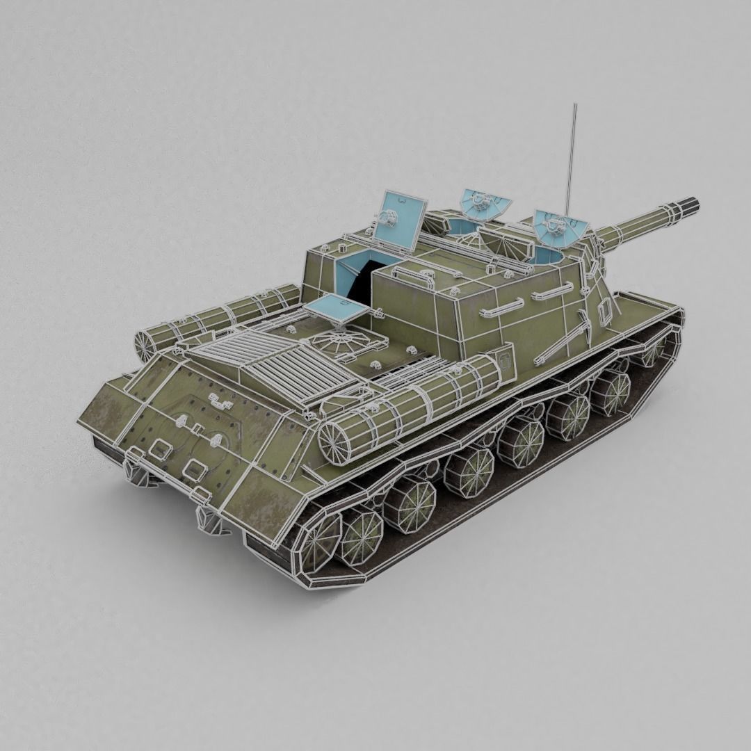 ISU-152 Heavy Assault Tank Low-poly 3D model_8