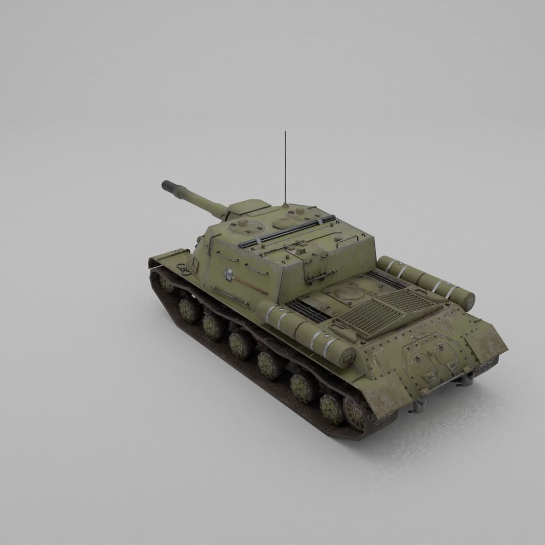 ISU-152 Heavy Assault Tank Low-poly 3D model_29