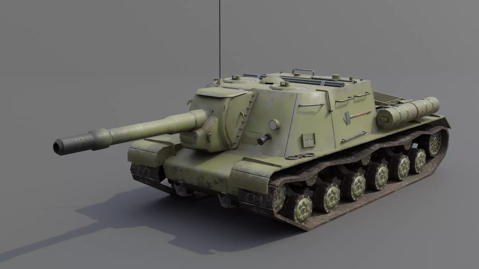 ISU-152 Heavy Assault Tank Low-poly 3D model_0