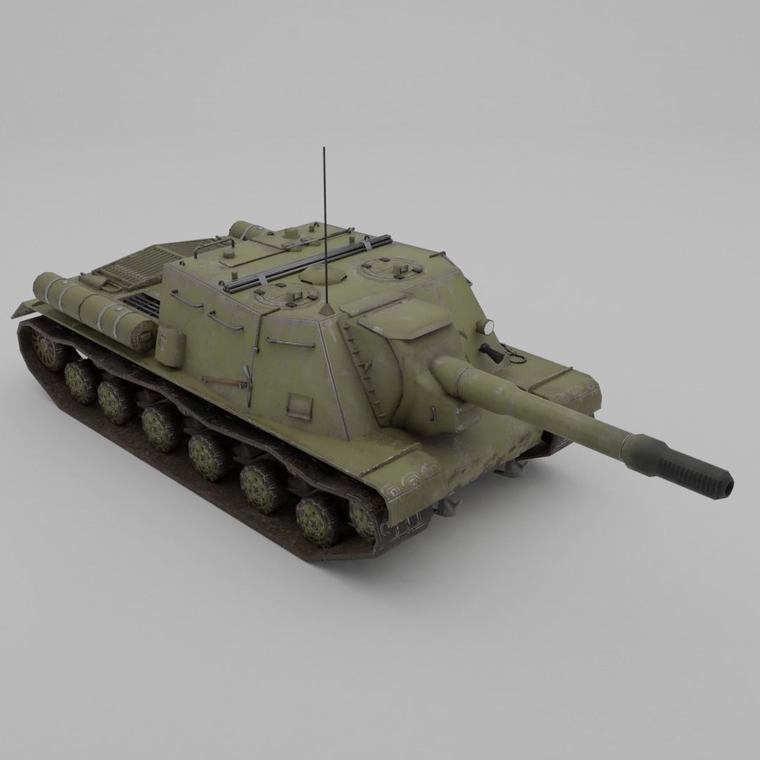 ISU-152 Heavy Assault Tank Low-poly 3D model_12