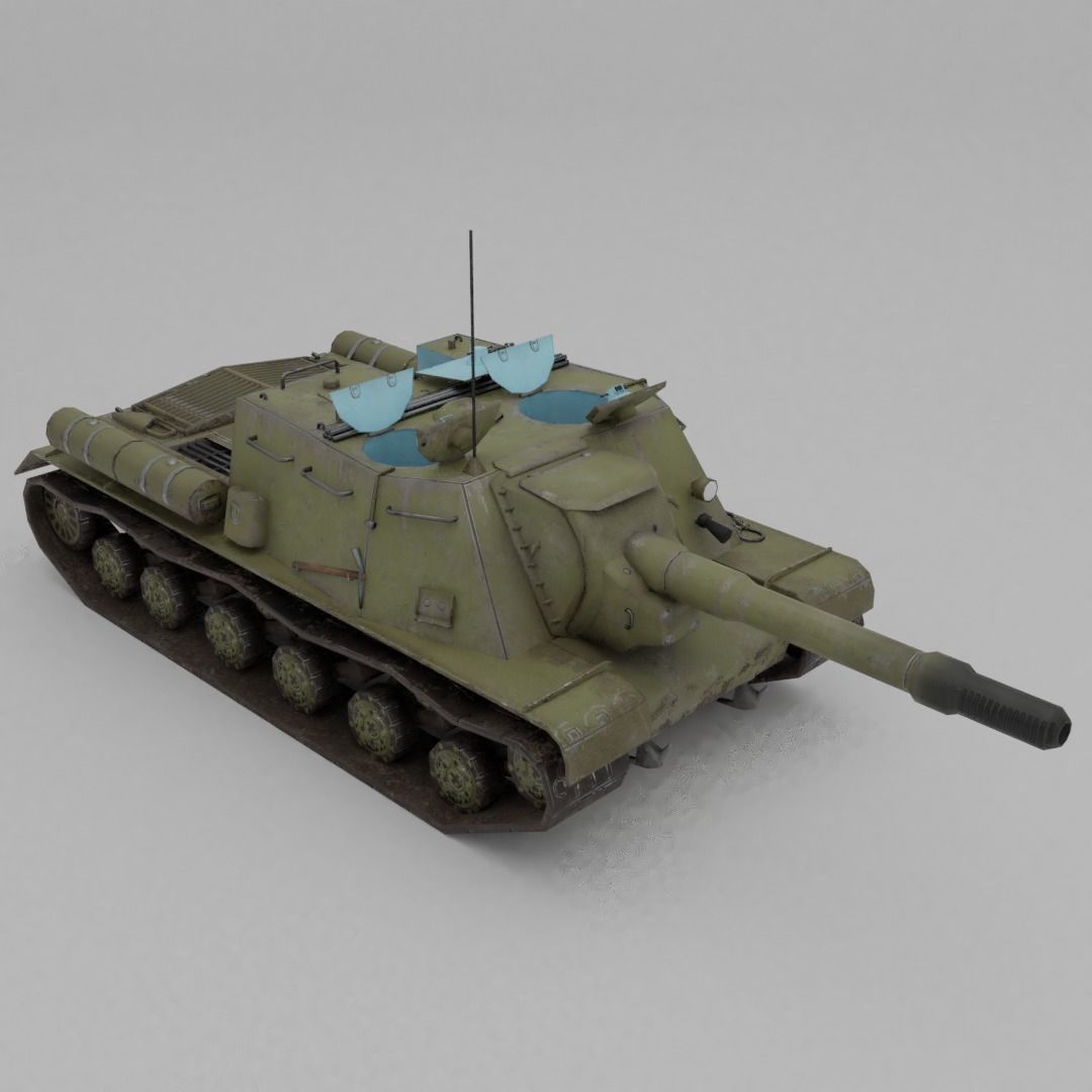 ISU-152 Heavy Assault Tank Low-poly 3D model_5