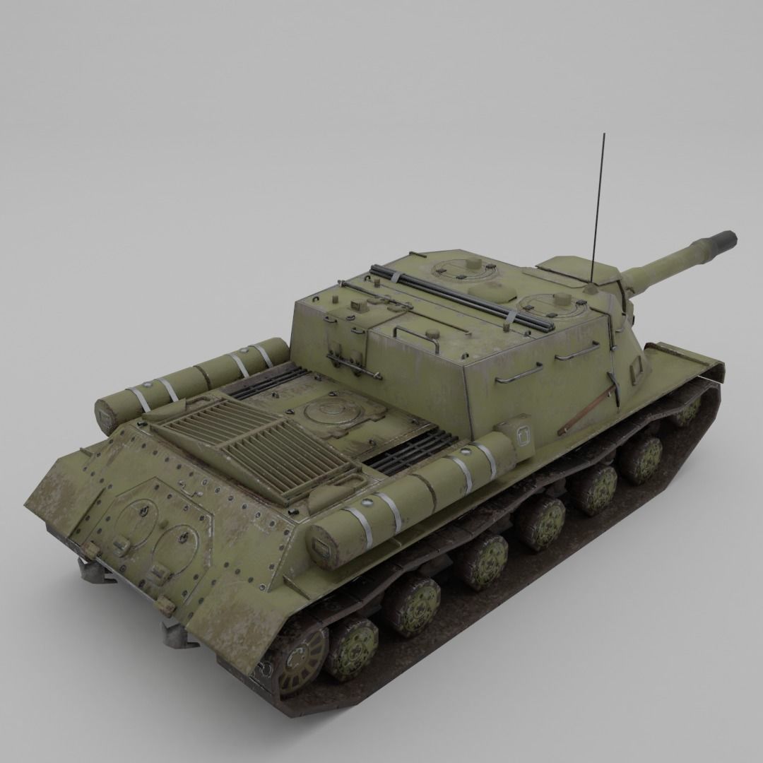 ISU-152 Heavy Assault Tank Low-poly 3D model_14