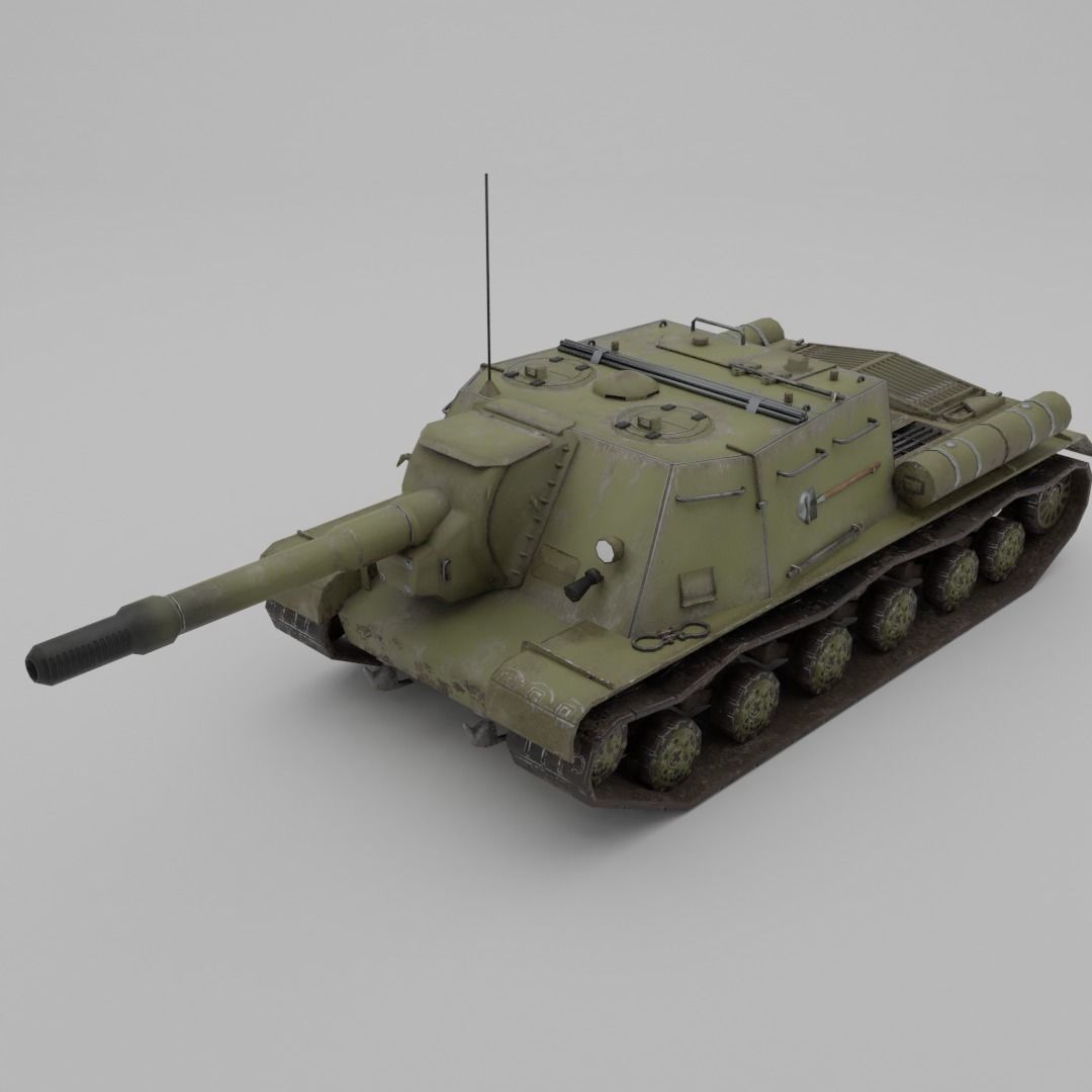 ISU-152 Heavy Assault Tank Low-poly 3D model_2