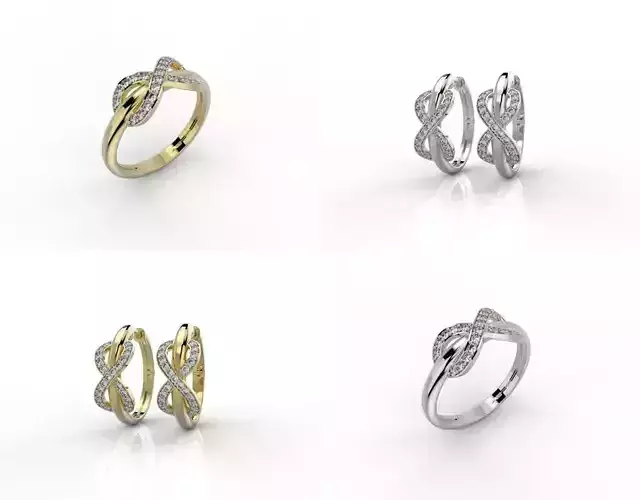 Set Tiffany diamonds infinite - Ring - Earring