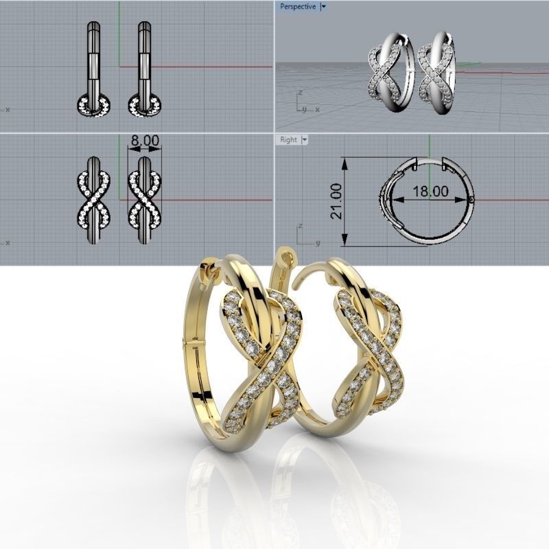 Set Tiffany diamonds infinite - Ring - Earring 3D Model Collection_13