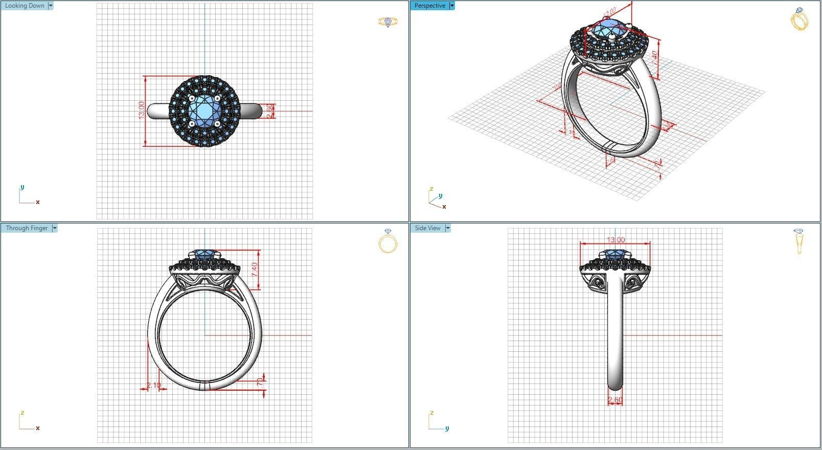 10061 halo engagement ring 3D print model_5