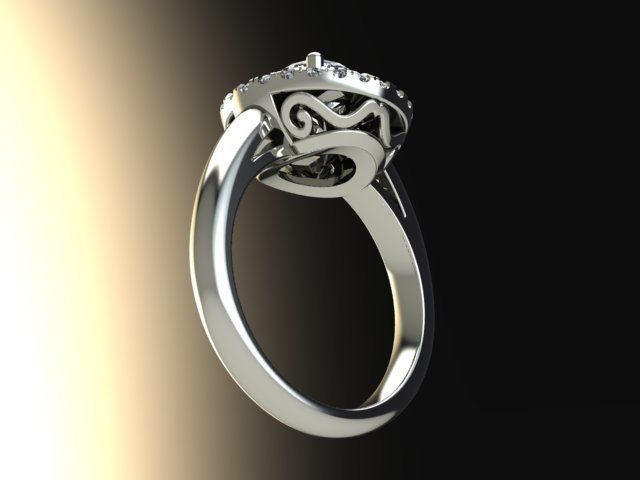 10061 halo engagement ring 3D print model_4