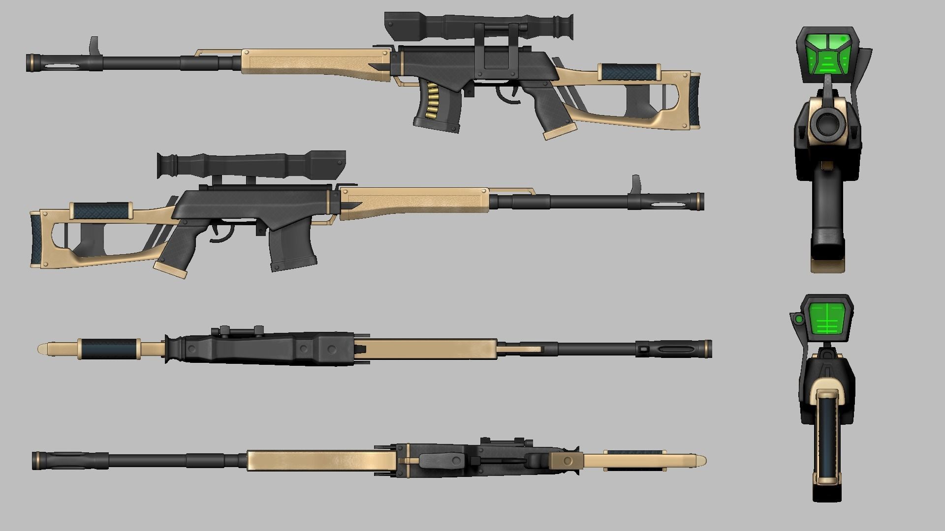 Sci-Fi Dragunov Sniper - Kalashnikov Gun Weaponry Low-poly 3D model_14