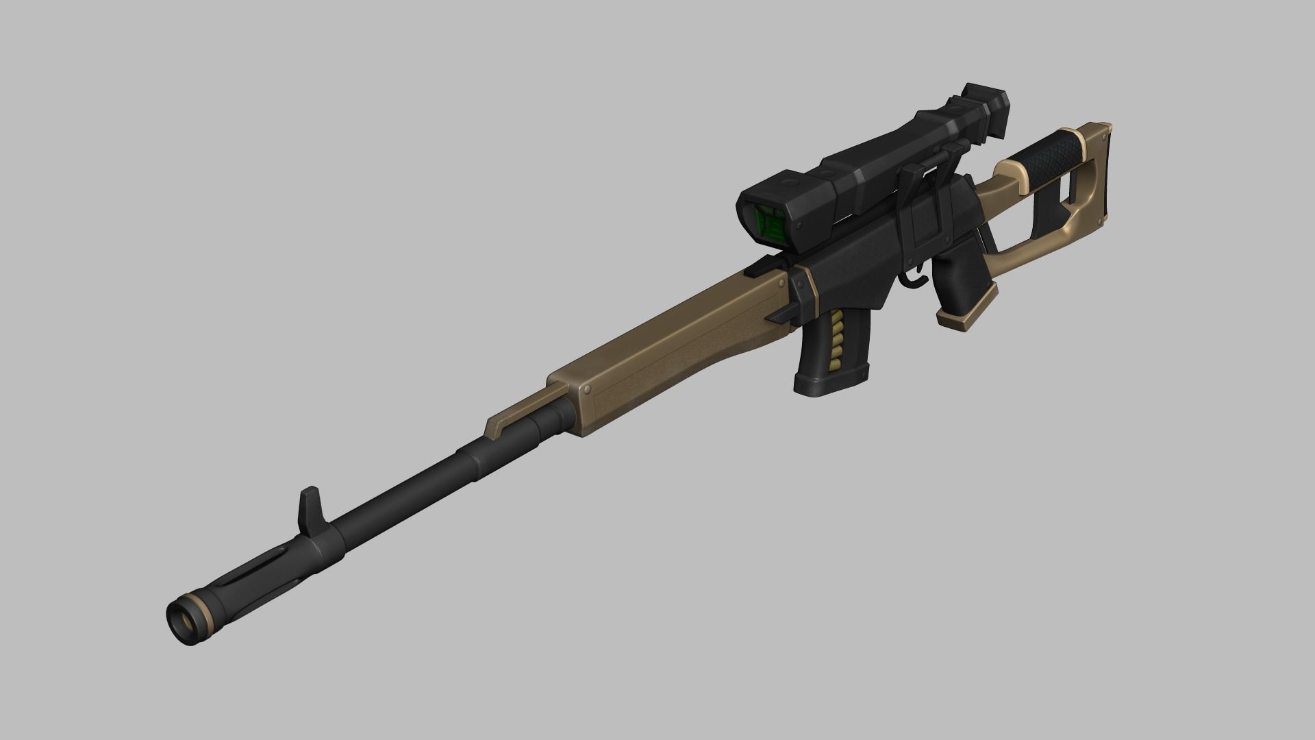Sci-Fi Dragunov Sniper - Kalashnikov Gun Weaponry Low-poly 3D model_7