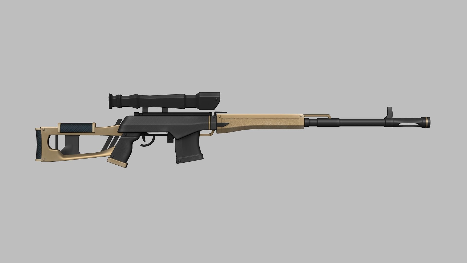 Sci-Fi Dragunov Sniper - Kalashnikov Gun Weaponry Low-poly 3D model_5