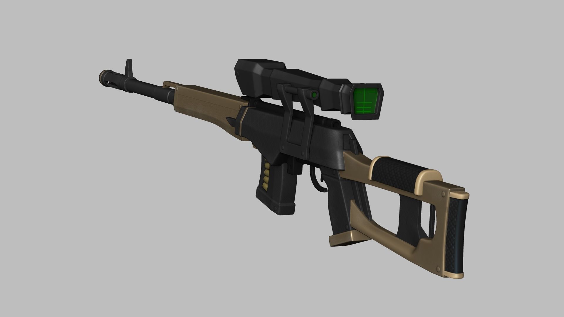 Sci-Fi Dragunov Sniper - Kalashnikov Gun Weaponry Low-poly 3D model_11