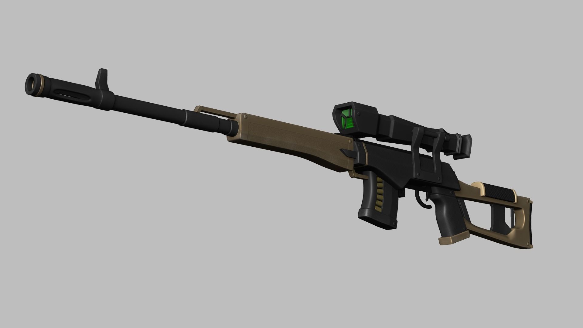 Sci-Fi Dragunov Sniper - Kalashnikov Gun Weaponry Low-poly 3D model_2