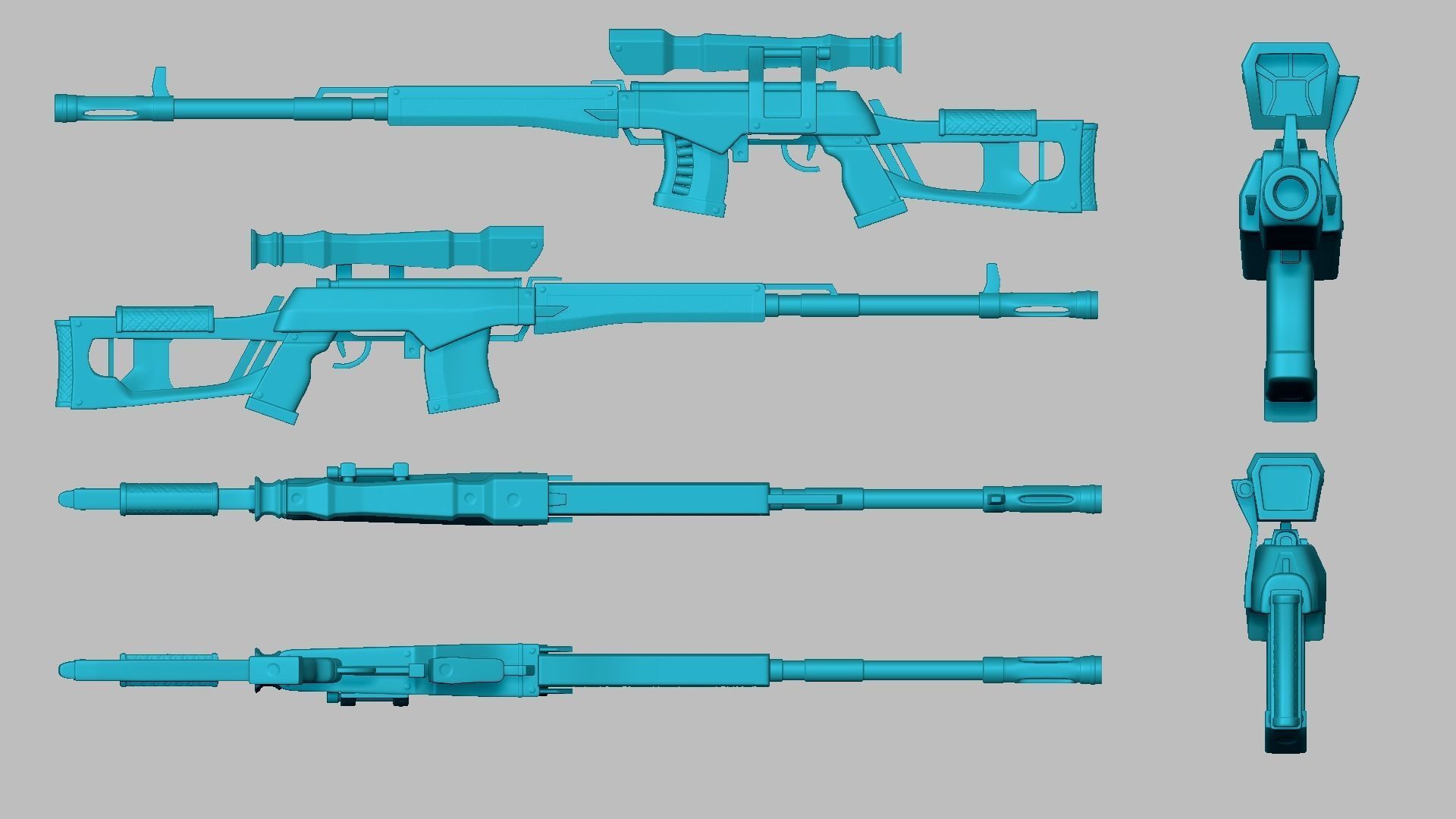 Sci-Fi Dragunov Sniper - Kalashnikov Gun Weaponry Low-poly 3D model_15