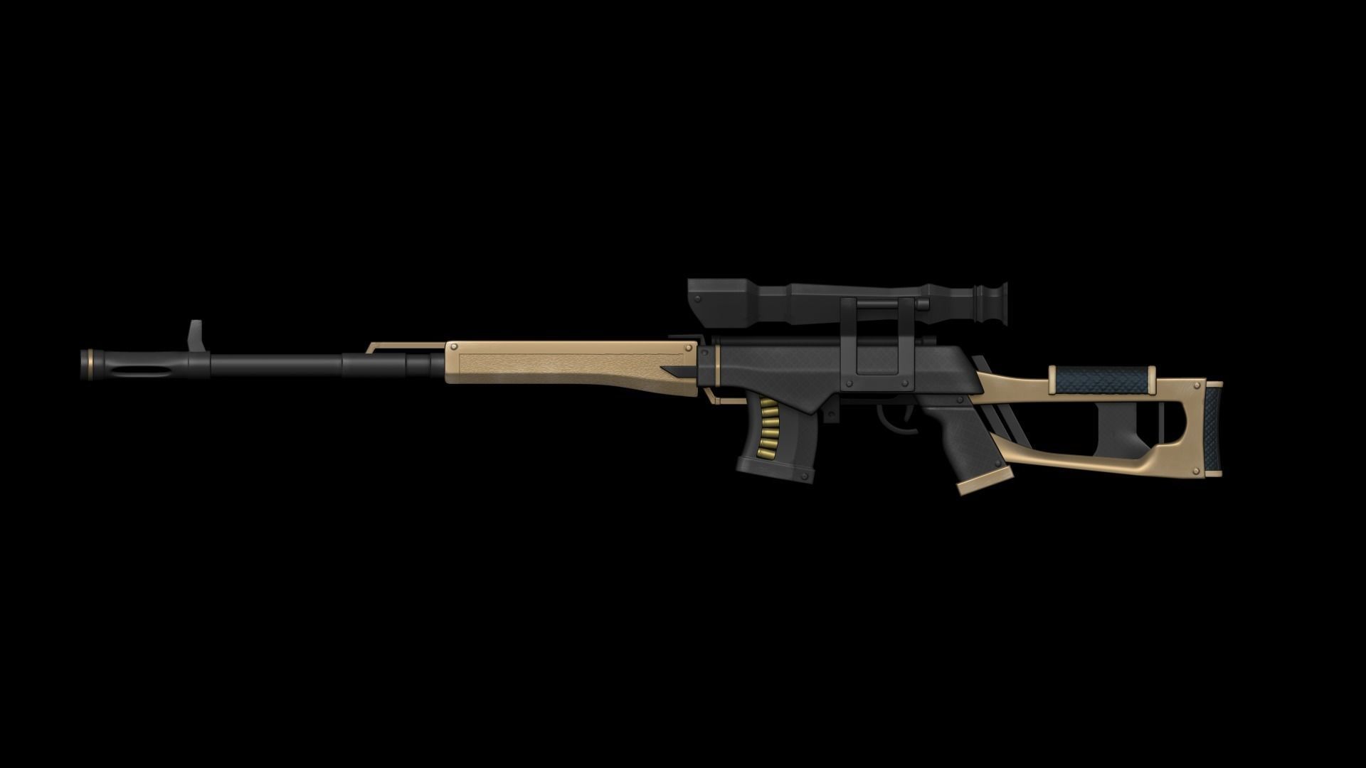 Sci-Fi Dragunov Sniper - Kalashnikov Gun Weaponry Low-poly 3D model_1