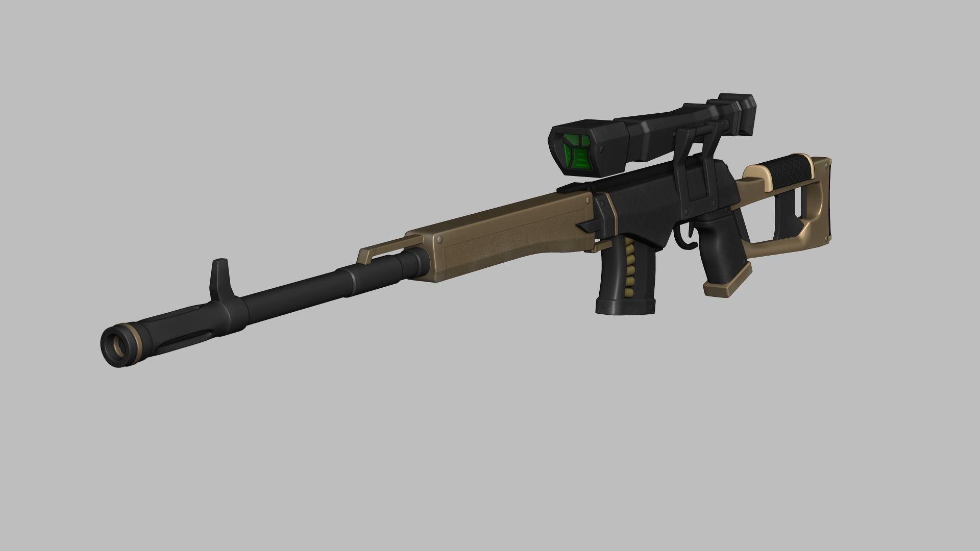 Sci-Fi Dragunov Sniper - Kalashnikov Gun Weaponry Low-poly 3D model_9