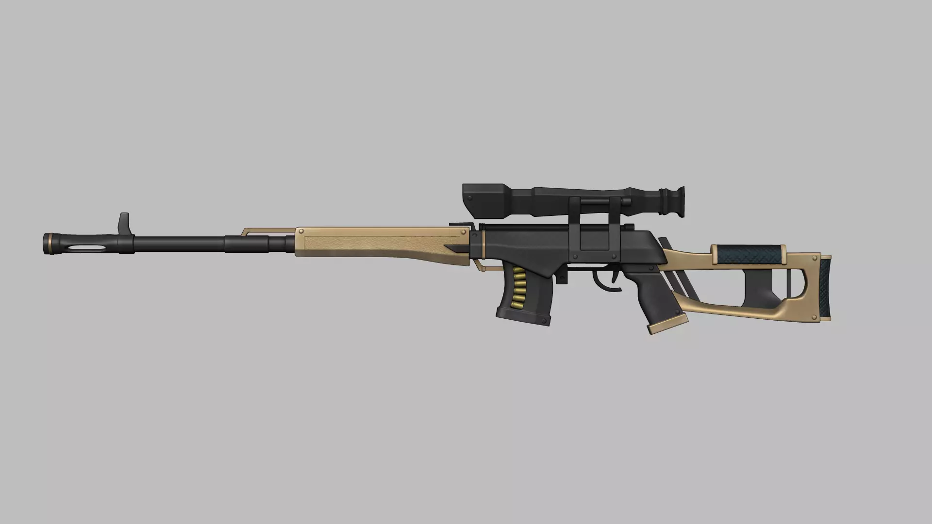 Sci-Fi Dragunov Sniper - Kalashnikov Gun Weaponry Low-poly 3D model_0