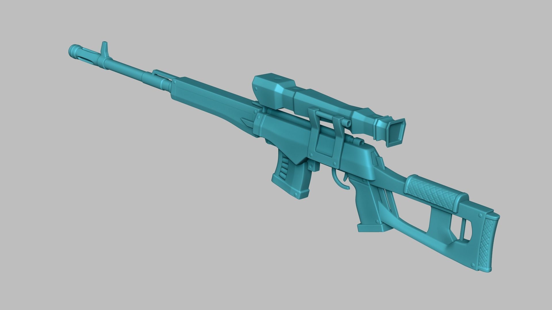 Sci-Fi Dragunov Sniper - Kalashnikov Gun Weaponry Low-poly 3D model_4