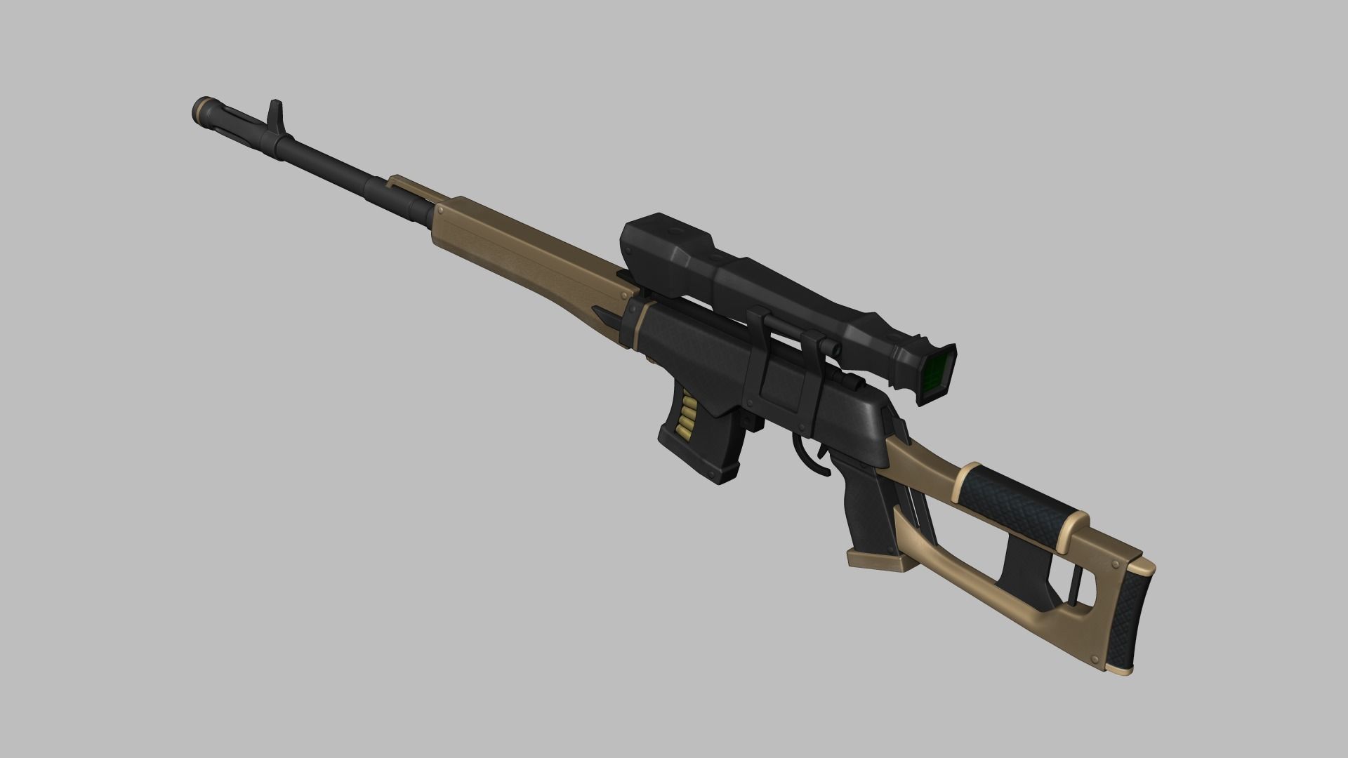 Sci-Fi Dragunov Sniper - Kalashnikov Gun Weaponry Low-poly 3D model_8