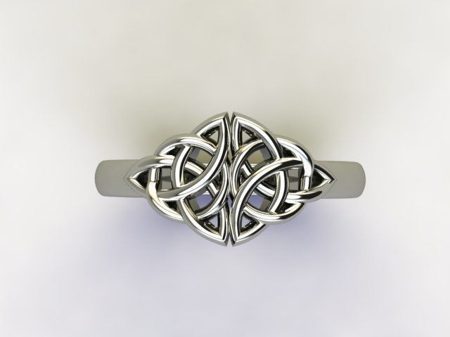 10065 engagement ring with two diamonds in center 3D print model_3