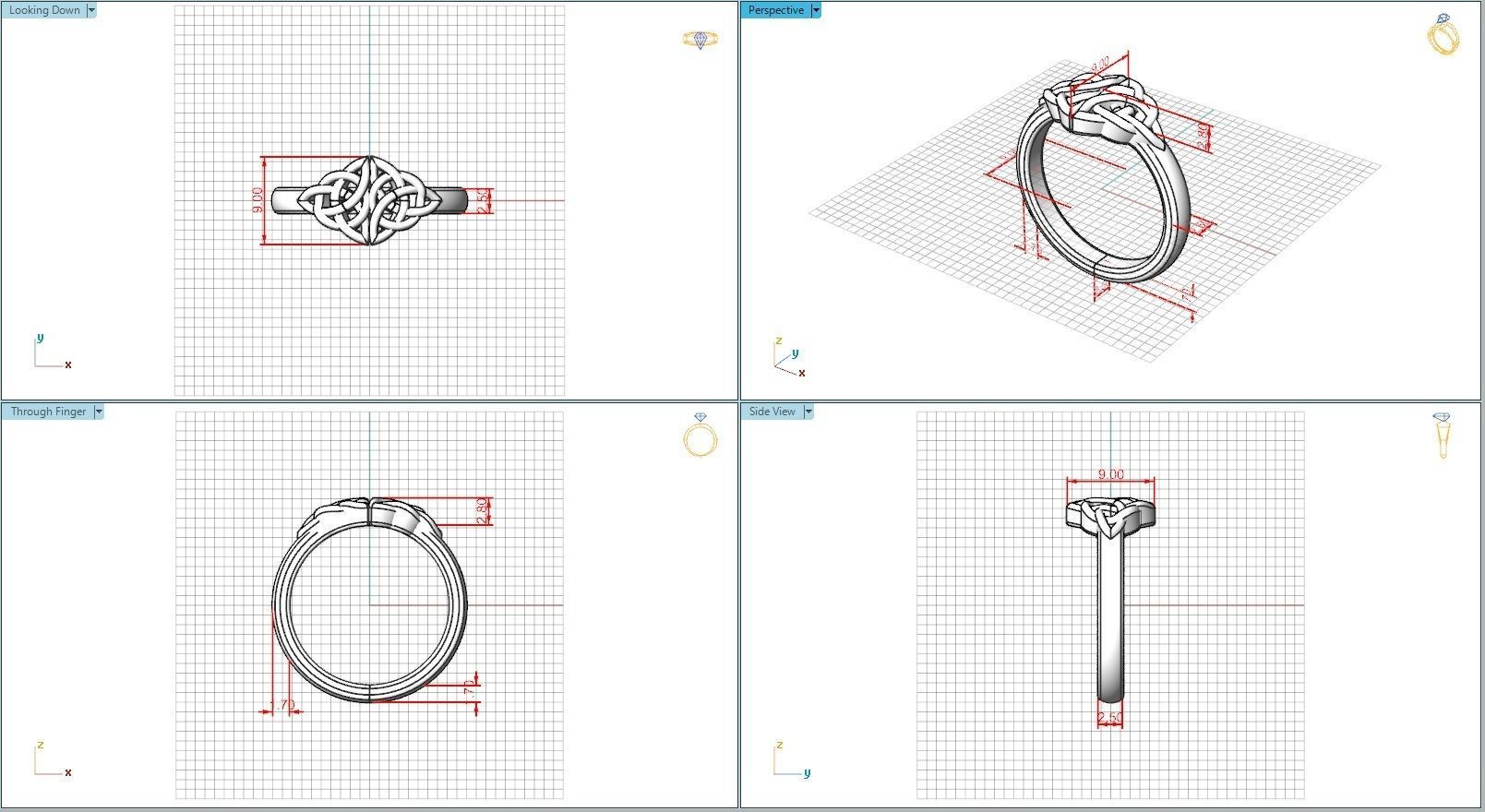 10065 engagement ring with two diamonds in center 3D print model_5