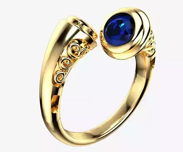 Fancy Scroll Gemstone Ends Dress Ring