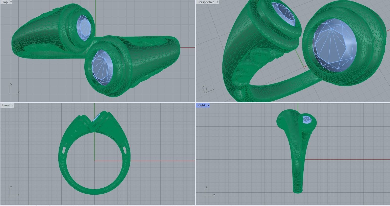 Fancy Scroll Gemstone Ends Dress Ring 3D print model_5
