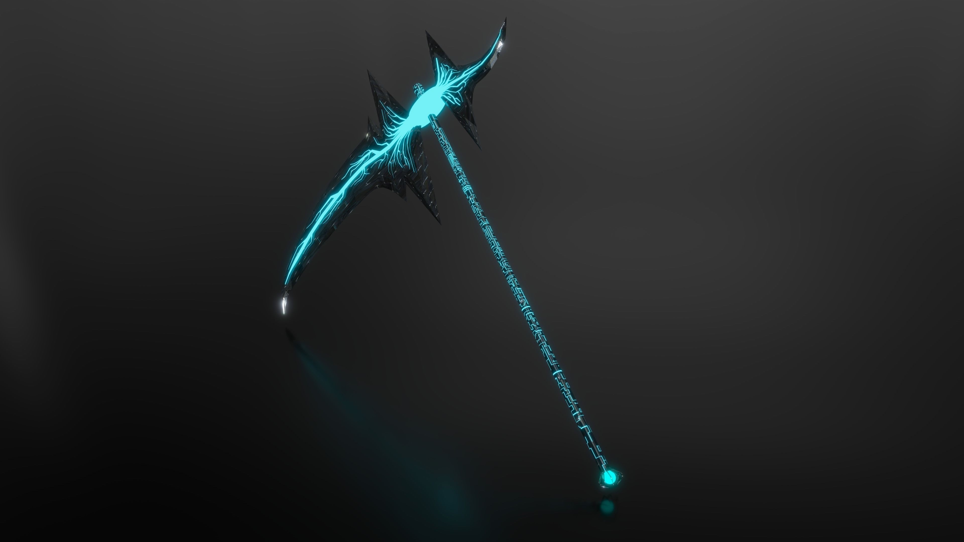 Scythe sword that glows Low-poly 3D model_1