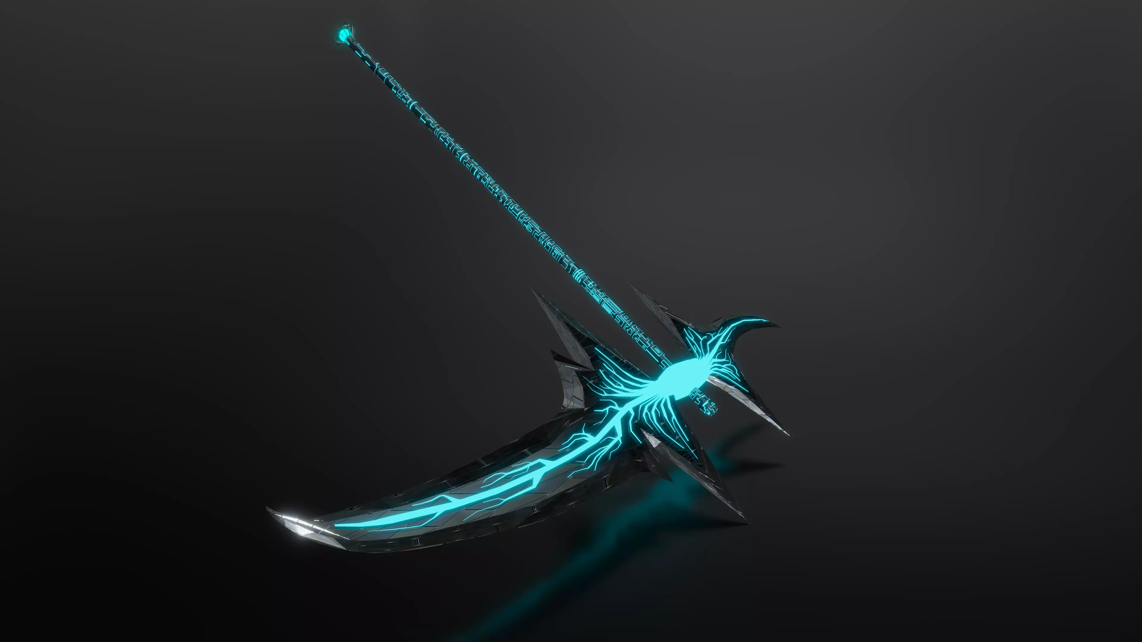 Scythe sword that glows Low-poly 3D model_0