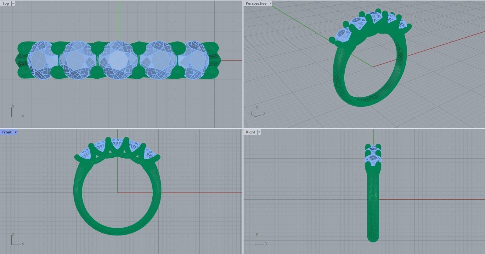 5 Stone Crisscross Claw Setting Ring Equaling 1ct 3D print model_6